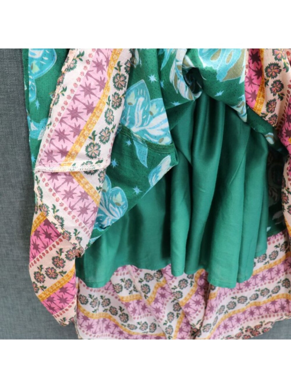 Sundance Teal Floral Maxi Halter Dress XS Handkerchief Boho Viscose Cotton - Picture 12 of 16